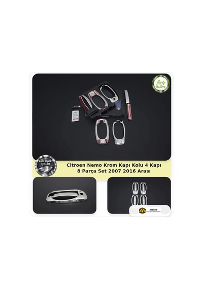 Citroen Nemo Krom Kapı Kolu 4 Kapı 8 Parça Set 2007-2016 Arası