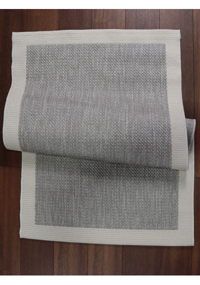 Derin Sisal Krem Çerçeveli Gri Zemin Jüt Sisal Dekoratif Kaymaz Taban Yıkanabilir Halı St07-979 Renkli