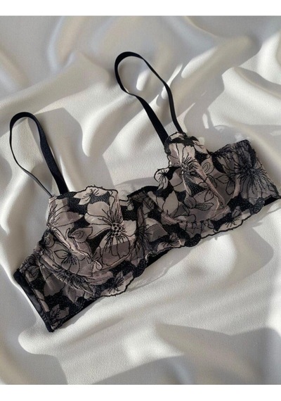 La Linaa Blackrose Kadın Çiçekli Bralet Takım-siyah Siyah