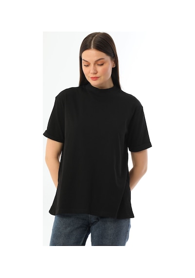 Kallima Siyah 2'Li Paket Dik Yaka Rahat Kalıp  Pamuk T-Shirt Siyah