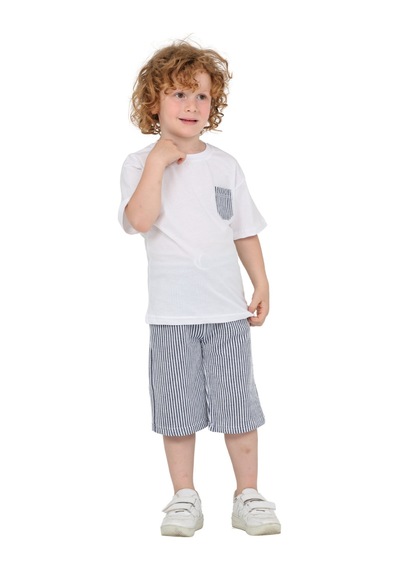 Erdem Kıds Erkek Çocuk Basic T-shirt Şort Çizgili Kaprili Yazlık 2'li Takım Lacivert Lacivert Erdem Kıds Erkek Çocuk Basic T-shirt Şort Çizgili Kaprili Yazlık 2'li Takım Lacivert Lacivert