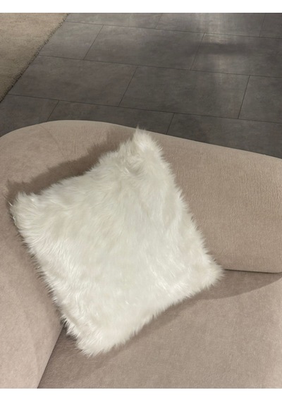 Yumuşak Peluş Kırlent Dekoratif, Konforlu & Modern Ev Aksesuarı Kolay Temizlenir Beyaz