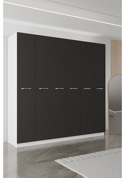 Aeka Ae-2190 Hisar 6 Kapaklı Çok Bölmeli Askılı Ve Raflı Geniş Hacimli Gardırop 210x210 Cm Beyaz - Antrasit Aeka Ae-2190 Hisar 6 Kapaklı Çok Bölmeli Askılı Ve Raflı Geniş Hacimli Gardırop 210x210 Cm Beyaz - Antrasit