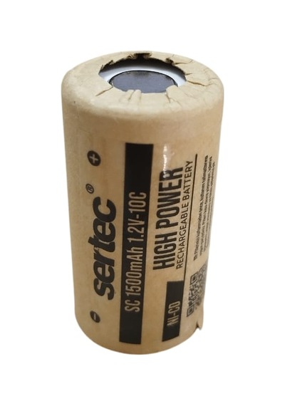 Sertec 1.2v Ni-cd Sc 1500 Mah Kağıt Şarjlı Pil 10c Başsız/flat Head