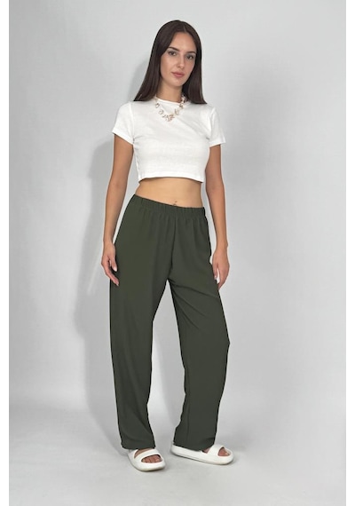 Kadın Beli Lastikli Ayrobin Eşofman Pantolon Haki