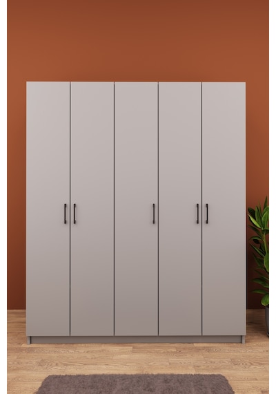 Asra Trend Vestiyer & Portmanto V-09 %100 MDF 5 Kapaklı Geniş Ayakkabılık Kül Gri
