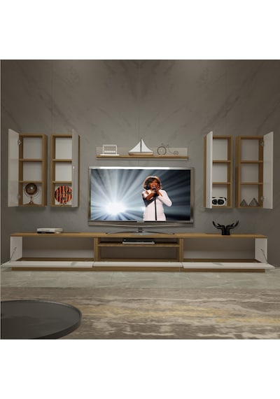 Decoraktiv Trendstyle 8d Mdf Tv Ünitesi Tv Sehpası - Pera Beyaz Meşe - Beyaz