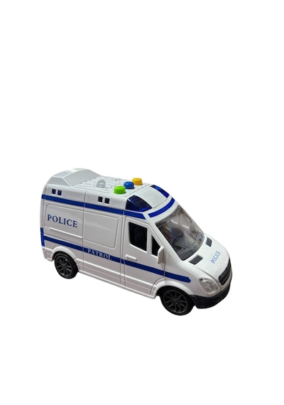 Işıklı Sesli Sürtmeli Polis Arabası Beyaz - Mavi
