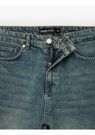 Koton Rahat Kalıp Pamuklu Bermuda Jean Şort Petrol 6sam40229nd