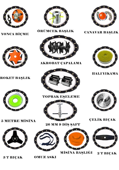 Eisenn German Power-f15 453 Seri Yan Tırpan + Akrobat Çapalama + Toprak Eşeleme 15 Parça Full Set
