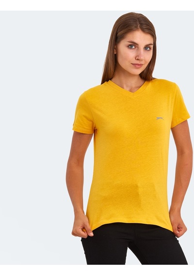 Slazenger KRISTEN I Kadın V Yaka Hardal Tişört