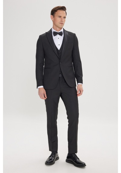 Ac&Co / Altınyıldız Classics Erkek Sıyah Slim Fit Dar Kesim Kırlangıç Yaka Balıksırtı Desenli Yelekli Smokin Takım Sıyah Siyah Ac&Co / Altınyıldız Classics Erkek Sıyah Slim Fit Dar Kesim Kırlangıç Yaka Balıksırtı Desenli Yelekli Smokin Takım Sıyah Siyah