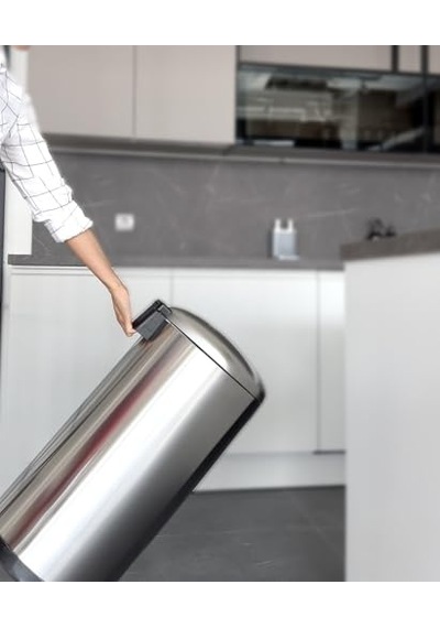 Kapaklı Çelik Çöp Kovası 40lt Fırçalı Siyah Çok Renkli