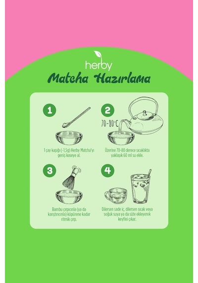Herby Premium Matcha Çilek ve Vanilya Aromalı 25 G