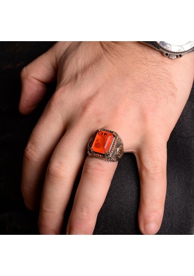 Paraiba Yapay Taş Erkek Gümüş Yüzük, Kral Yüzük, 925 Ayar Gümüş Yüzük Erkekler İçin Gümüş