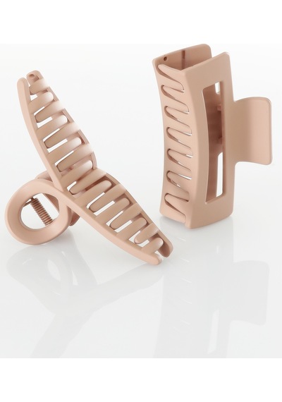 2'li Set Kaymaz Mat Görünümlü Mandal Saç Tokası Vizon-std Vizon