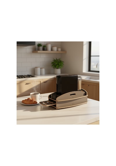 Nespresso Kapsül Standı Ve Çekmecesi Kahve Makinesi Altlığı, Kapsül Düzenleyici Organizer 20x38x15 Cm Antrasit