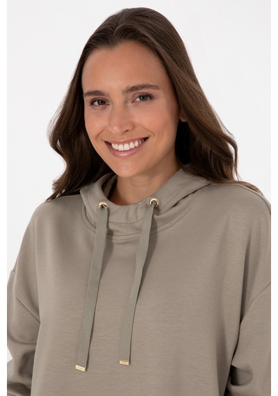 U.S. Polo Assn. Kadın Açık Haki Modal Karışımlı Kapüşonlu Sweatshirt 50313561-VR183