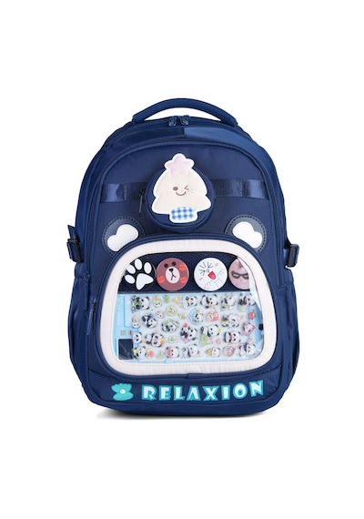 Relaxion Rlx-1815 3'lü Set Çocuk İlkokul Çantası Kalemlikli Beslenme Çantalı Sırt Çantası Lacivert