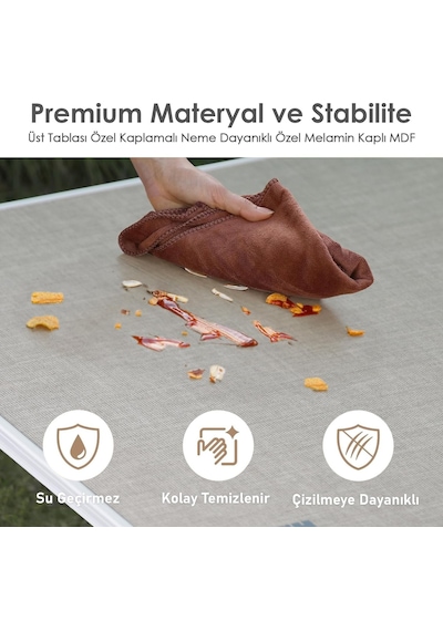 120x60 Cm Saklama Dolaplı Katlanır Kamp Masası Antrasit