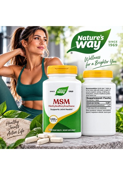 Nature's Way, Msm, Healthy Hair And Nails Of Collagen 1,000 Mg, 200 Vegan Tablets
