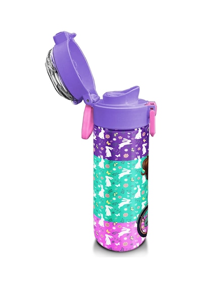 Coral High Kids Mor Pembe Bisikletli Kız Desenli Pipetli Ve Direkt İçim Çelik Termos 500 Ml 31797 Mor