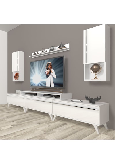 Decoraktiv Ekoflex 270ta Mdf Retro Tv Ünitesi Tv Sehpası Beyaz