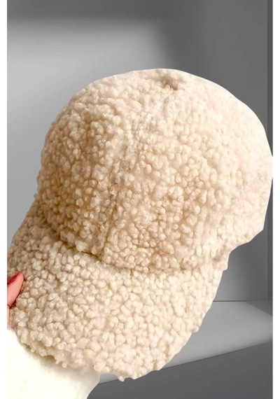 Uniquetrenders Kadın Peluş Teddy Kep Şapka Bej