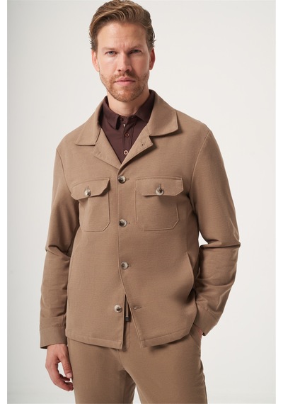 İmza Tarçın Berberi Yaka Örme Beli Lastikli 6 Drop Slim Fit Astarsız Esnek Takım Elbise 1001260177