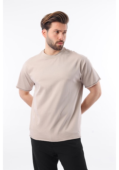Madmext Madmext Bej Bisiklet Yaka Basic Erkek Tişört E7105 Bej