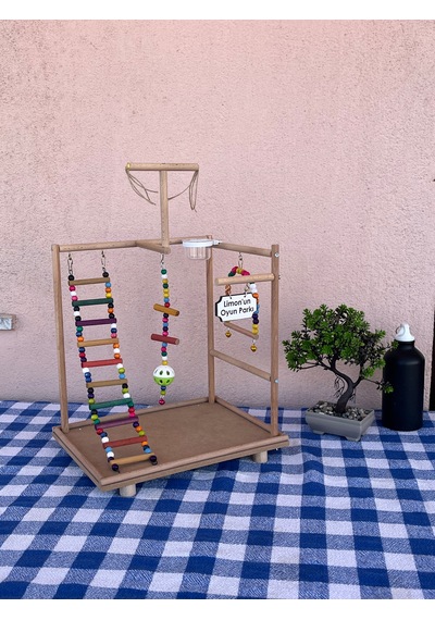 Paks Pet Ahşap Kuş Oyun Parkı No:13 Kişiye Özel İsim Kuş Oyuncağı