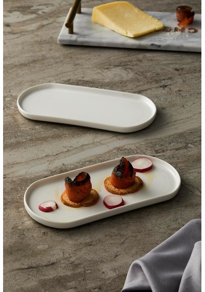 Pera 22 Cm 2 Li Oval Sunum Tabağı Premium Porselen Toksinsiz & Doğal Çok Renkli