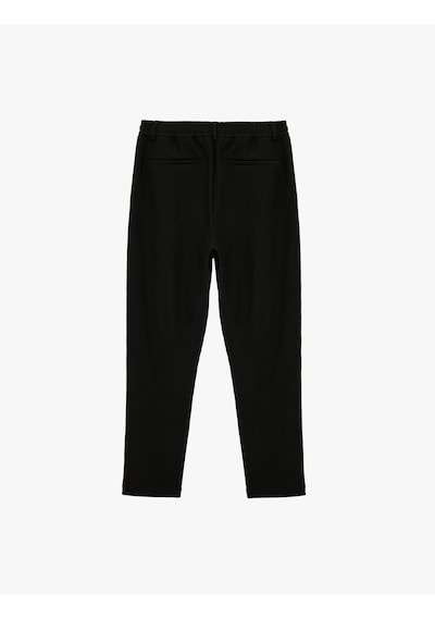 Koton Straight Fit Cepli Düğmeli Dokulu Kumaş Pantolon Siyah 6sam40015hk
