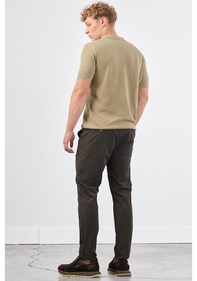 Dufy Haki Düz Erkek Triko - Slim Fit Haki