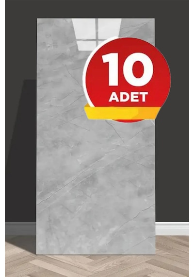 10 Adet 60x30 Kendinden Yapışkanlı Gri Pvc Duvar Paneli Gri