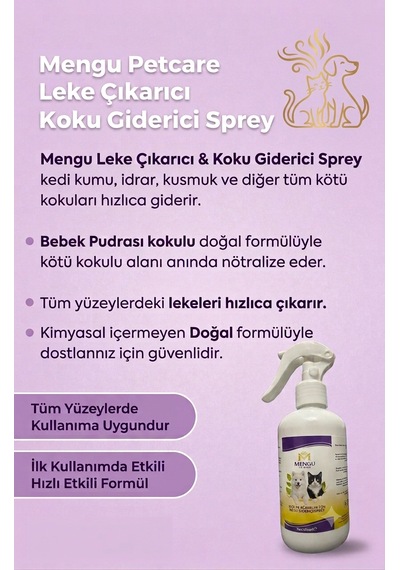 Kedi Kumu Ve Tuvaleti Koku Giderici - Bebek Pudrası Kokulu İdrar Ve Çişi Leke Çıkarıcı Sprey 250 Ml