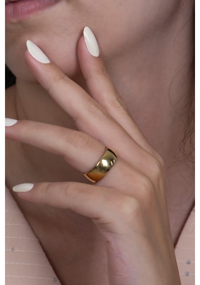 Unisex 8mm Geniş Bombeli Çelik Alyans Yüzük Cl19 001