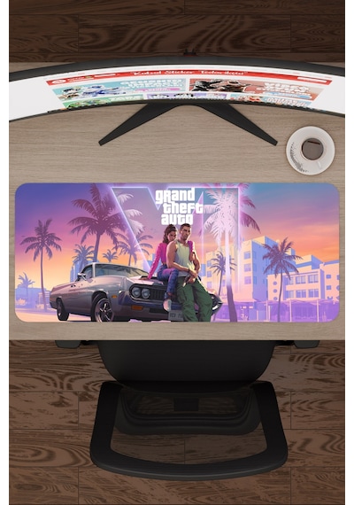 Gta 6 Kaymaz Dikişli Kauçuk Oyuncu Mousepad V5 - 70x30 Xl Gaming Mouse Pad Fare Altlığı