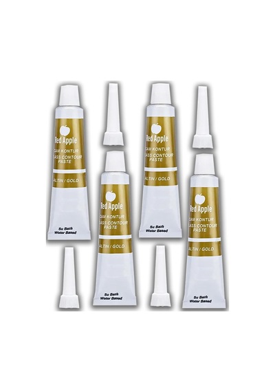 Altın Sarı Kontür Boyası 20 Ml 4 Adet Red Apple Cam Vitray Boyası Kontur Boyası Ana Hatları Çizme Sanatsal Hobi