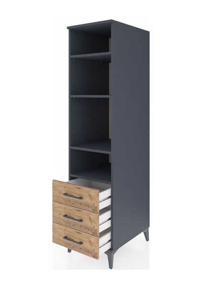Kronos Dolap 4 Raflı 3 Çekmeceli 44x59x182 Antrasit-çam Antrasit
