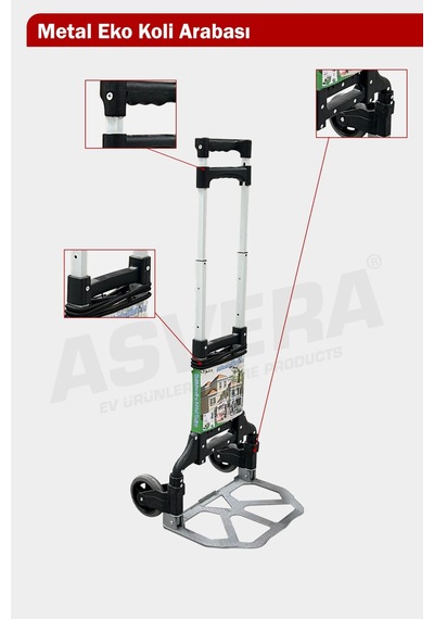 Asvera Eko Metal Koli Arabası 100 Kg Taşıma Kapasiteli Paket Arabası
