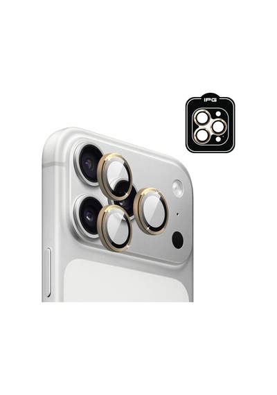 Apple iPhone Uyumlu 17 Pro / Apple iPhone Uyumlu 17 Pro Max İçin Ipg Prolens Kamera Lens Koruyucu Alüminyum Cd Çerçeveli, Kırılmaz Cam Altın