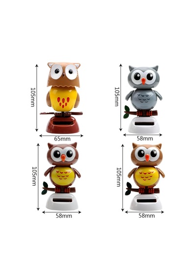 Solar Güneş Enerjili Dans Eden Sallanan Baykuş Figürü Araba Torpido Masaüstü Dekor 10 Cm Biblo Emoji