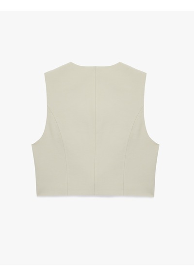 Koton Viskon Kupro Kumaş Asimetrik Kruvaze Crop Yelek Taş 6sak20018pw