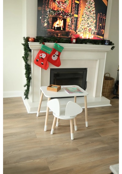 White Mickey Fare 1 Masa + 1 Sandalye (Çocuklar için Yaz-Sil Montessori Aktivite ve Etkinlik Masa Sandalye Takımı)