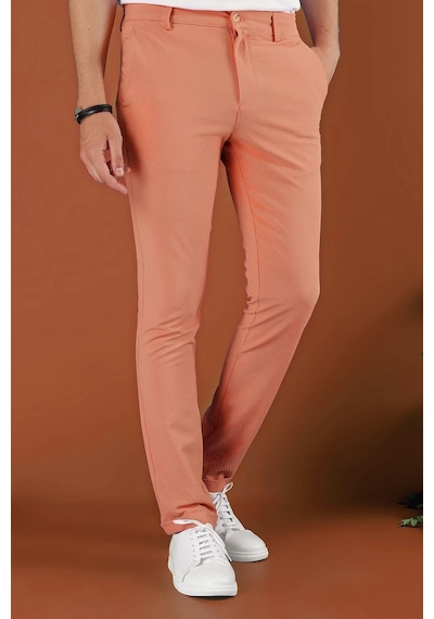 Efor Slim Fit Beli Lastikli Gofre Kumaş Mercan Spor Pantolon P 1126 Mercan