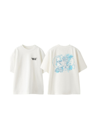 Thewert Corvıdaex Noneofus Tasarım Sırt Baskılı Pamuk Beyaz Oversize T-shirt