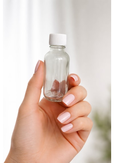 12 Adet Şeffaf Cam Şişesi Sızdırmaz Beyaz Plastik Kapaklı Kolonya Koku Süs Çok Amaçlı Şişe 30ml Beyaz - Şeffaf