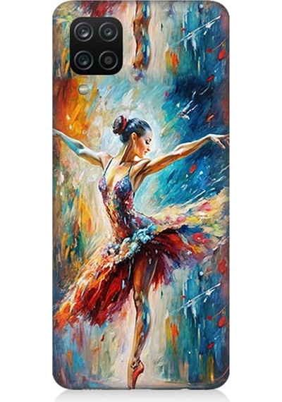 Samsung Galaxy A12 Uyumlu Soyut Balerin Desenli Silikon Kılıf