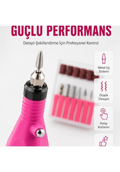 Elektrikli Manikür Pedikür Törpü Seti 6 Başlıklı Yeni Nesil